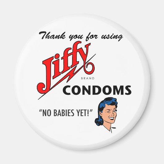Jiffy Brand Condom Gear! Magneet (Voorkant)