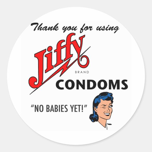 Jiffy Brand Condom Gear! Ronde Sticker (Voorkant)