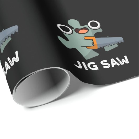 Jig Saw Funny Jigzaag Tool Pun Dark BG Cadeaupapier (Rol Hoek)