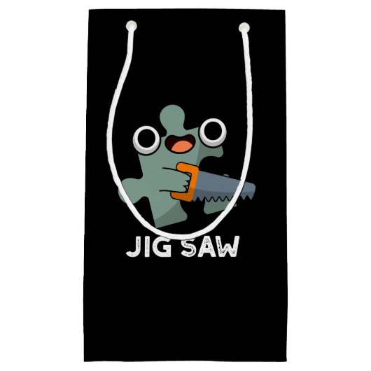 Jig Saw Funny Jigzaag Tool Pun Dark BG Klein Cadeauzakje (Voorkant)