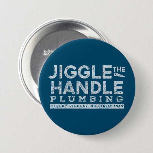 Jiggle de Handvat Loodgieterij Wit Gfx Blauwgroen  Ronde Button 7,6 Cm (Voorkant /achterkant)