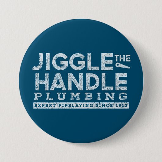 Jiggle de Handvat Loodgieterij Wit Gfx Blauwgroen  Ronde Button 7,6 Cm (Voorkant)