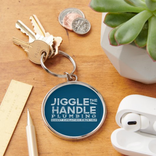Jiggle de Handvat Loodgieterij Wit Gfx Blauwgroen  Sleutelhanger (Bureau)