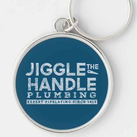 Jiggle de Handvat Loodgieterij Wit Gfx Blauwgroen  Sleutelhanger (Voorkant)
