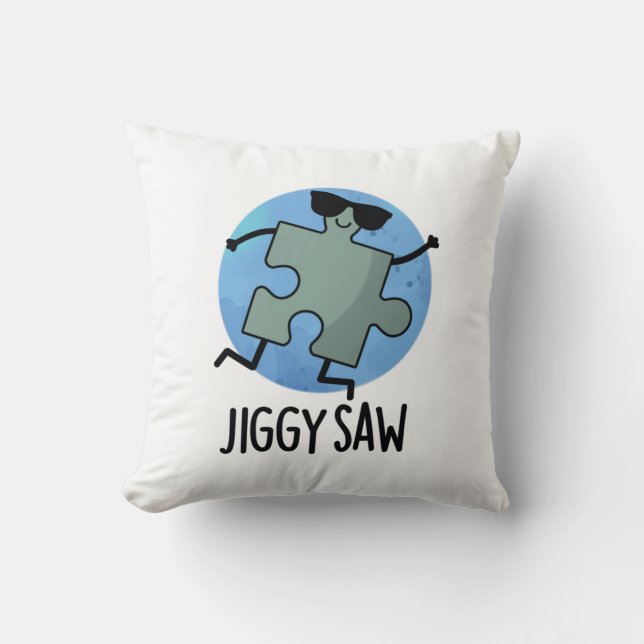 Jiggy Saw Funny Dancing Jigzaag Puzzle Pun Kussen (Voorkant)