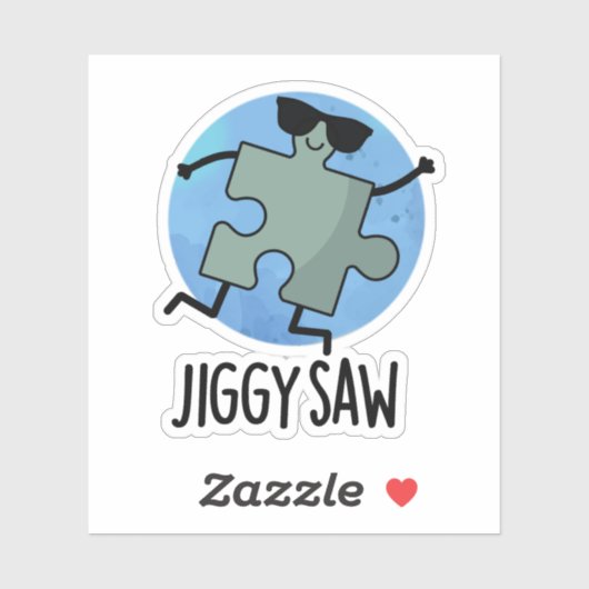 Jiggy Saw Funny Dancing Jigzaag Puzzle Pun Sticker (Vel)