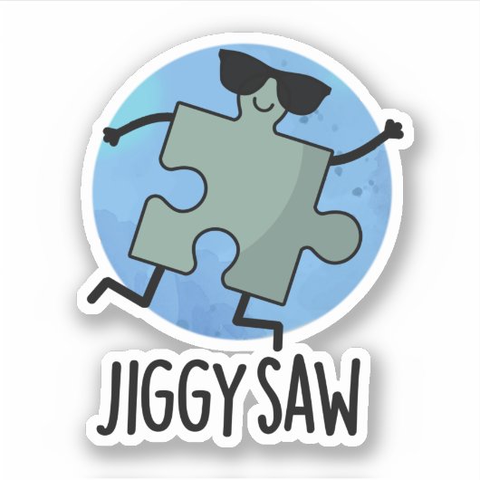 Jiggy Saw Funny Dancing Jigzaag Puzzle Pun Sticker (Voorkant)