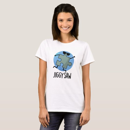Jiggy Saw Funny Dancing Jigzaag Puzzle Pun T-shirt (Voorkant volledig)