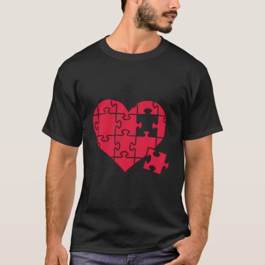 Jigsaw Puzzel hart T-shirt (Voorkant)