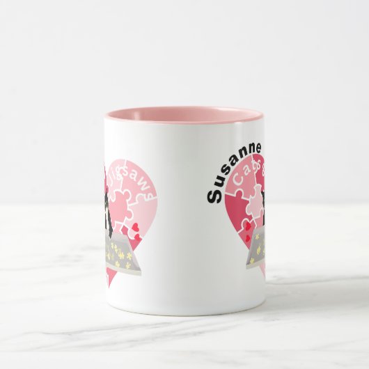 Jigsaw Puzzel liefhebber en kattenliefhebber Mok (Midden)