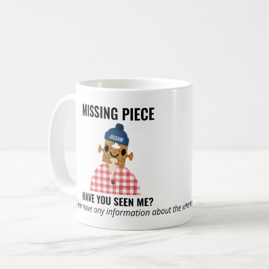 Jigsaw Puzzel ontbrekend stuk persoon plezier en g Koffiemok (Voorkant links)