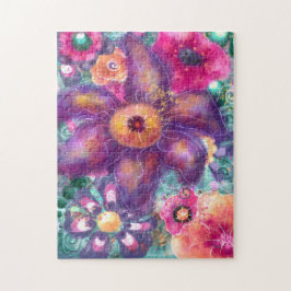 Jigsaw Puzzel Whimsical Floral Abstracte kunst Bla