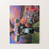 Jigsaw Puzzel - Whimsical Floral Goat Abstracte ku (Verticaal)