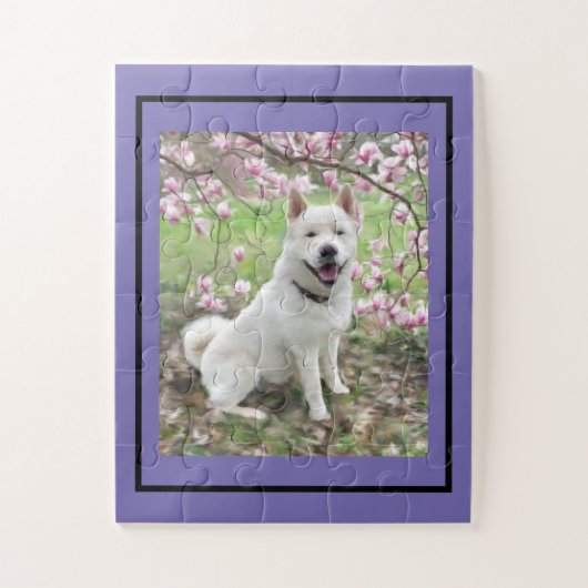 Jigsaw Puzzel Wit Akita (Verticaal)