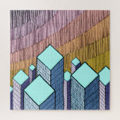 Jigsaw puzzels met een schematische stad grafiek (Verticaal)