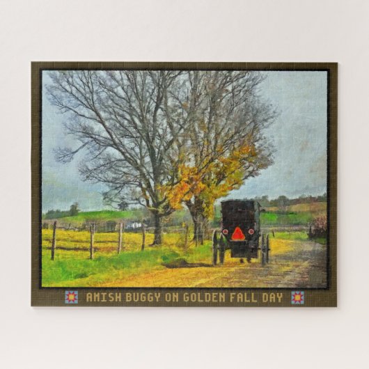 Jigsaw Puzzle Amish Buggy On Golden Fall Day Legpuzzel (Horizontaal)