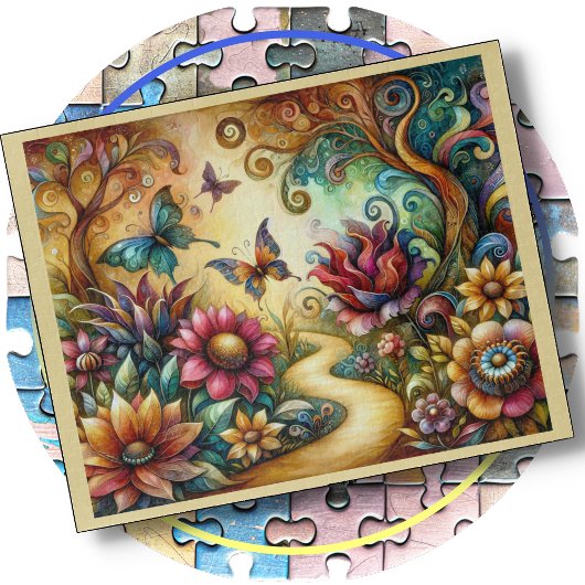 JIGSAW PUZZLE - Butterflies in a Fantasy Garden Legpuzzel