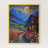 JIGSAW PUZZLE - Cabin in the Country with Flowers Legpuzzel (Verticaal)