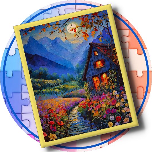 JIGSAW PUZZLE - Cabin in the Country with Flowers Legpuzzel