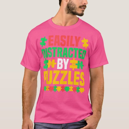 Jigsaw Puzzle - Easily Distracted By Puzzles T-shirt (Voorkant)