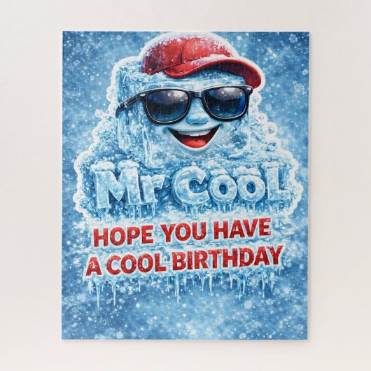 Jigsaw puzzle ice cube chilling, happy birthday gi legpuzzel (Verticaal)