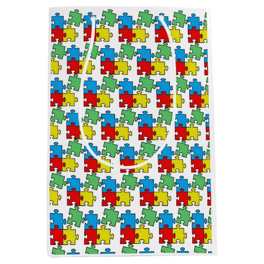 Jigsaw Puzzle Pieces Design Medium Cadeauzakje (Voorkant)