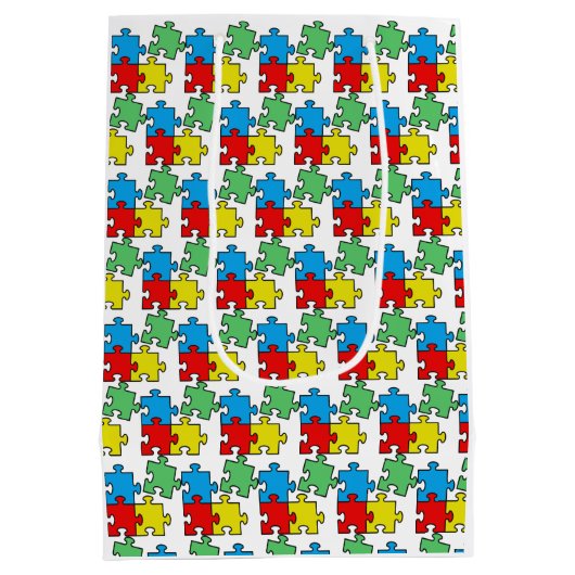 Jigsaw Puzzle Pieces Design Medium Cadeauzakje (Achterkant)