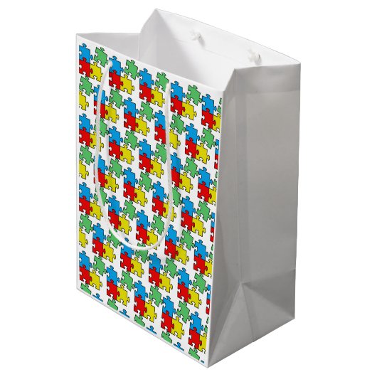 Jigsaw Puzzle Pieces Design Medium Cadeauzakje (Achterkant Gekanteld)