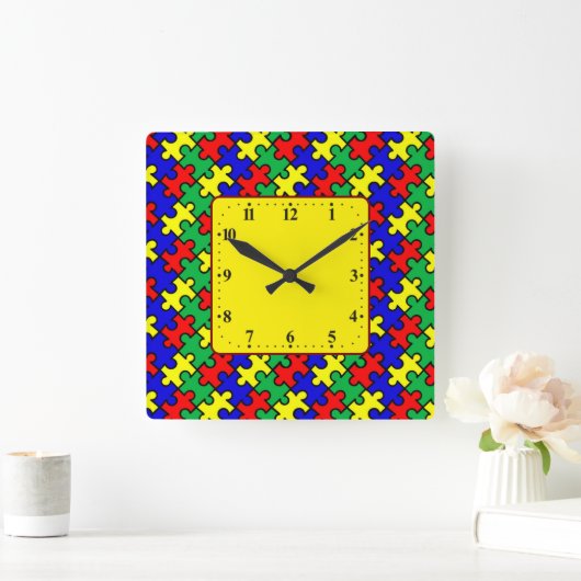 Jigsaw Puzzle Seamless Pattern-22675 Vierkante Klok (Huis)