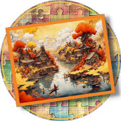 JIGSAW PUZZLE - Small Village on a Creek in Fall Legpuzzel