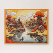 JIGSAW PUZZLE - Small Village on a Creek in Fall Legpuzzel (Horizontaal)