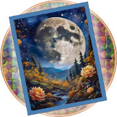 JIGSAW PUZZLE - The Moon Over Mountains & Creek Legpuzzel