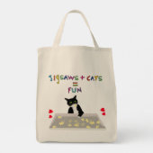 Jigsaws en katten zijn even leuk tote bag (Achterkant)