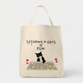 Jigsaws en katten zijn even leuk tote bag