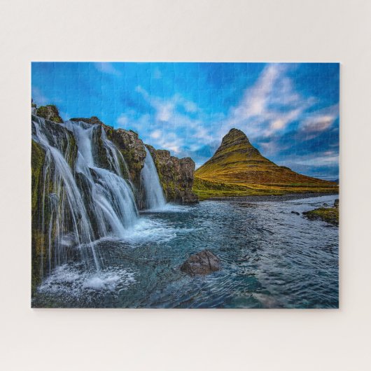 Jigsaws Kirkjufell-waterval IJsland. Legpuzzel (Horizontaal)