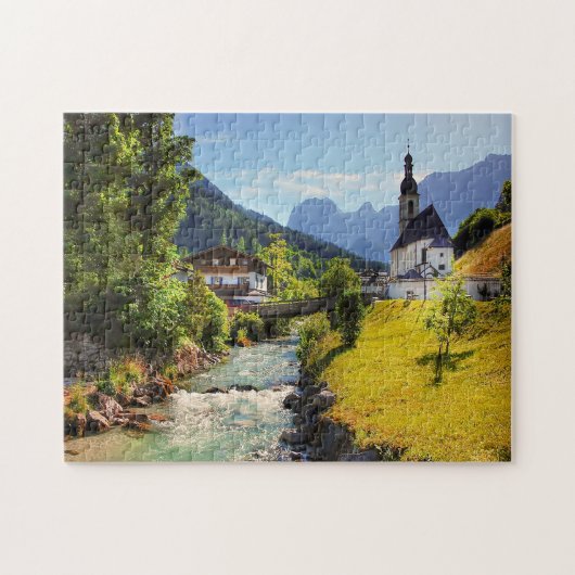 Jigsaws Ramsau Church bovenin Beieren. Legpuzzel (Horizontaal)