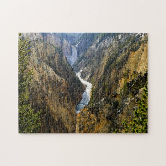 Jigsaws Yellowstone River Waterfall Wyoming. Legpuzzel (Horizontaal)