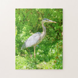 Jigzaag, blauwe heron, mooie natuur scène, legpuzzel
