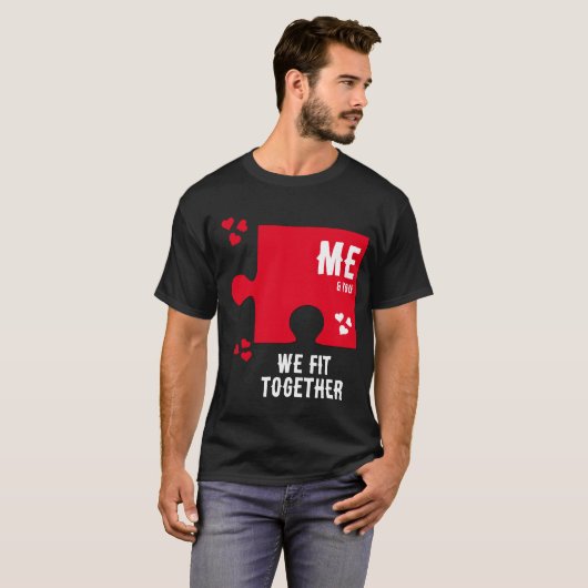 Jigzaag Heart WE PASSEN SAMEN Valentijn T-shirt (Voorkant volledig)