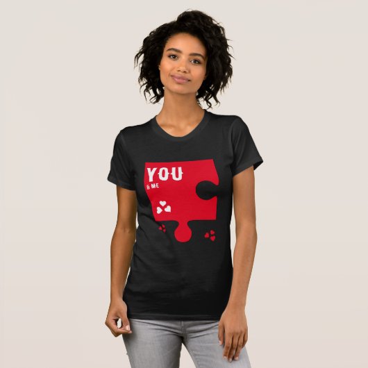Jigzaag Heart WE PASSEN SAMEN Valentijn T-shirt (Voorkant volledig)
