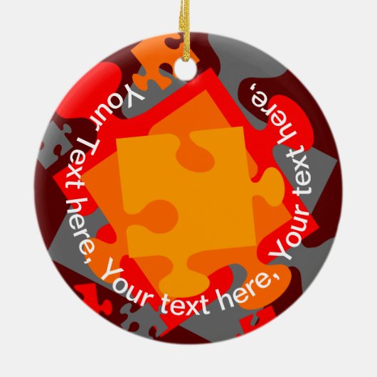 Jigzaag Jumble Keramisch Ornament (Achterkant)