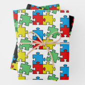 Jigzaag puzzelstukjes ontwerpen papierbladen ompak inpakpapier vel (In situ)