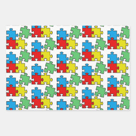 Jigzaag puzzelstukjes ontwerpen papierbladen ompak inpakpapier vel
