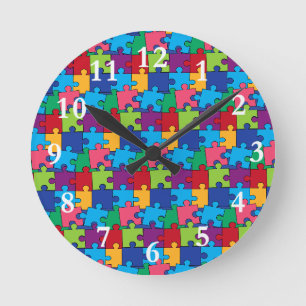 Jigzaag puzzelstukwandklok ronde klok