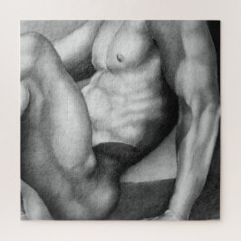 Jigzaag Puzzle 20x20 Art Male Bodybuilder Tekening Legpuzzel