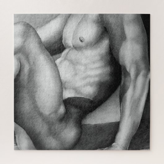 Jigzaag Puzzle 20x20 Art Male Bodybuilder Tekening Legpuzzel (Verticaal)