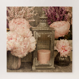 Jigzaag Puzzle 20x20 pinda's, lantaarns en kratten Legpuzzel