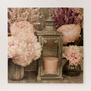 Jigzaag Puzzle 20x20 pinda's, lantaarns en kratten Legpuzzel