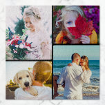 Jigzaag Puzzle 4 Foto's gewond Legpuzzel<br><div class="desc">Maak je foto's leuk met deze zwarte,  gepersonaliseerde 4 afgeronde foto's puzzel.</div>