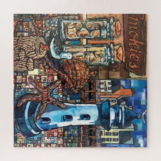 Jigzaag Puzzle - Arbroath Harbour Legpuzzel (Horizontaal)